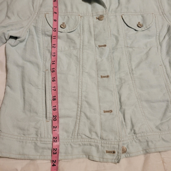J. Jill women's mint green long-sleeved linen and cotton jacket size medium - Picture 5 of 14